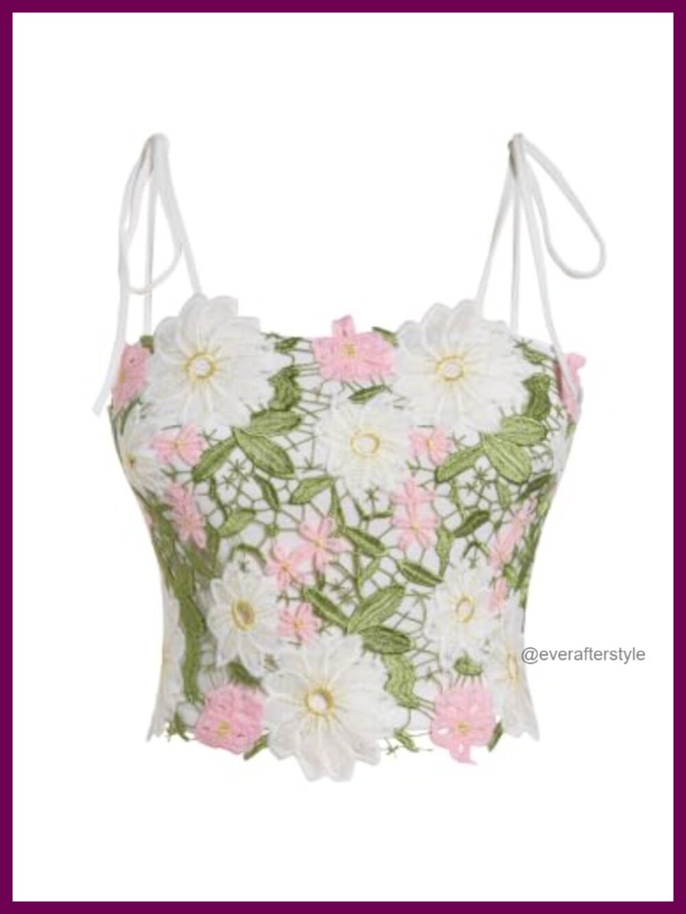 Boho Daisy Guipure Lace Crop Cami Top Sleeveless Square Neck Summer